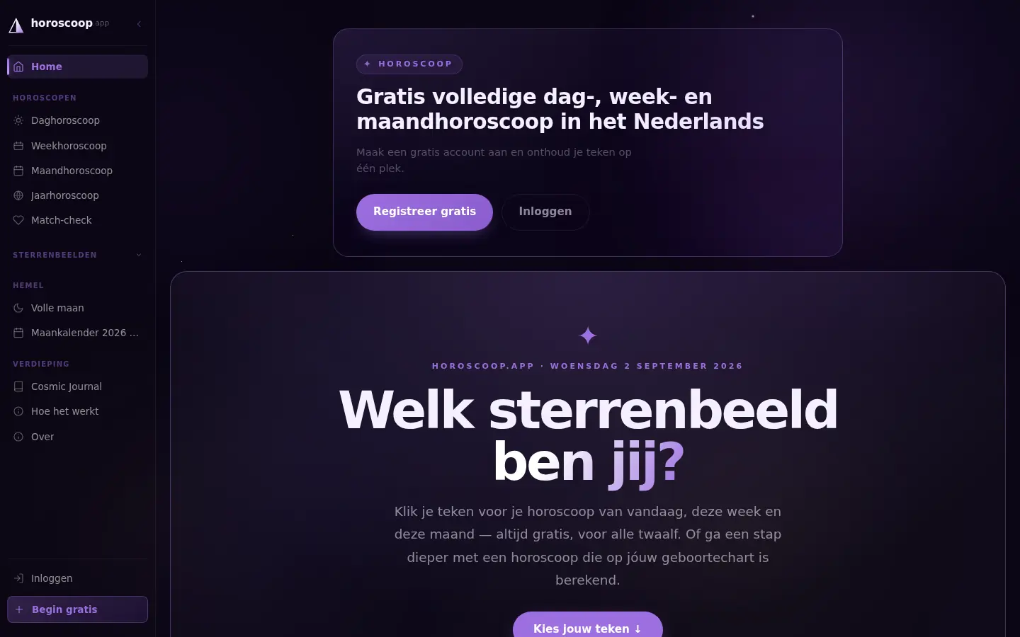 Schermafdruk van horoscoop.app
